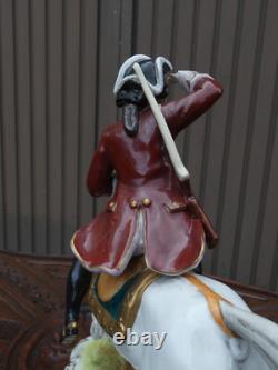 German Scheibe alsbach marked porcelain Horse hunter Statue sculpture