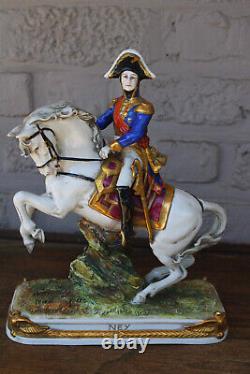 German Scheibe alsbach porcelain marked napoleon general NEY horse statue