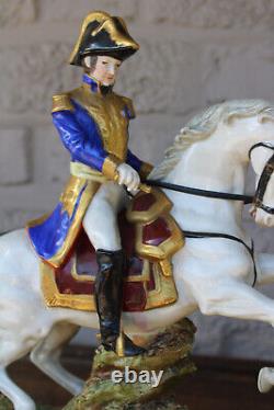 German Scheibe alsbach porcelain marked napoleon general exelmans horse statue