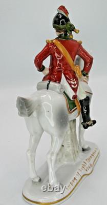 German Sitzendorf Napoleonic Soldier & Horse Figurine Dragoons 1760 c1924-25