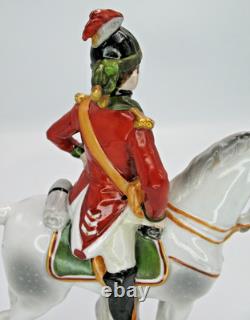German Sitzendorf Napoleonic Soldier & Horse Figurine Dragoons 1760 c1924-25