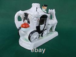 German VTG porcelain figurines Victorian couple & horse carriage Oftriart