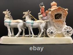 German Vintage Victorian Porcelain Princess Prince Coach Four Horses Carriage