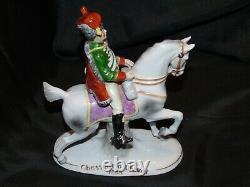 German Voight Sitzendorf Chasseur A Cheval 1806 (Soldier-Horse) Statue Porcelain
