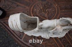 German vintage bisque porcelain statue vase horse chariot figurine
