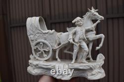 German vintage bisque porcelain statue vase horse chariot figurine