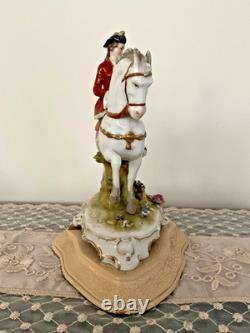 Germany Sitzendorf style Porcelain Lady on Horse Figurine, 18th Century Attire
