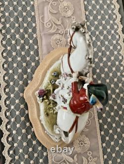 Germany Sitzendorf style Porcelain Lady on Horse Figurine, 18th Century Attire