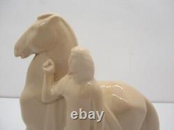 Geza Devegh Beige Porcelain Art Deco Horse & Maiden Figurine Lamberton Scammell