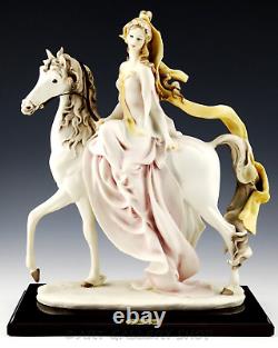 Giuseppe Armani Italy Figurine 13 LARGE LADY /PRINCESS ON A HORSE PINK DRESS