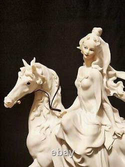 Giuseppe Armani Lady On a Horse all white Vintage 1985 Florence Italy