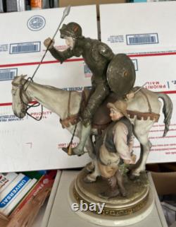 Giuseppe Cappe Figurine Armored Knight Riding Horse Glazed Porcelain Sculpture