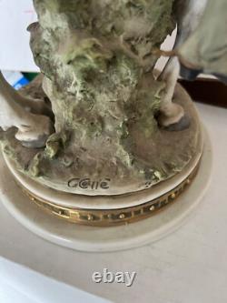 Giuseppe Cappe Figurine Armored Knight Riding Horse Glazed Porcelain Sculpture