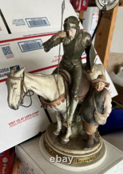 Giuseppe Cappe Figurine Armored Knight Riding Horse Glazed Porcelain Sculpture