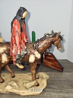 Goebel 1987 De Grazia ALONE Native American Horses Porcelain Figurine Backdrop