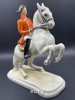 Goebel GF136 Man On Rearing Horse Porcelain Figurine West Germany 1958 Signed