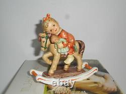 Goebel Hummel #2303 Giddy Up! Girl withDoll On Rocking Horse withOrig Box MINT