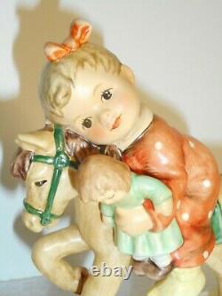 Goebel Hummel #2303 Giddy Up! Girl withDoll On Rocking Horse withOrig Box MINT