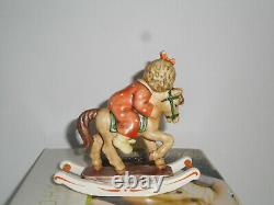 Goebel Hummel #2303 Giddy Up! Girl withDoll On Rocking Horse withOrig Box MINT