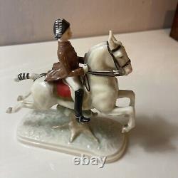Goebel Man On Rearing Horse Porcelain Figurine West Germany 1958 Signed