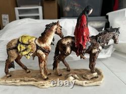 Goebel W. Germany DeGrazia Figurine 1988'Alone with Two Horses' 14 x 8.5 Tall