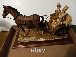 Gorgeous Capodimonte Couple In Horse Drawn Carriage- Signed -porcelain Figurine