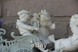 Gorgeous German Large bisque porcelain Romantic group carriage horses marked