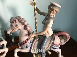 Gorgeous LLADRO PORCELAIN Statues Figurines 2pcs BOY GIRL CAROUSEL Horses