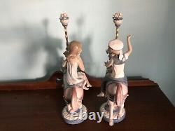 Gorgeous LLADRO PORCELAIN Statues Figurines 2pcs BOY GIRL CAROUSEL Horses