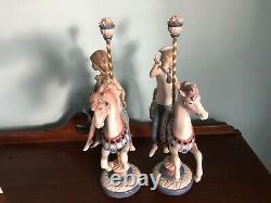 Gorgeous LLADRO PORCELAIN Statues Figurines 2pcs BOY GIRL CAROUSEL Horses