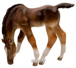 Grazing Brown Foal Horse Figurine by Russian Imperial Lomonosov Porcelain