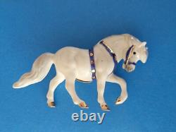 Hagen Renaker Circus Pony Horse Head Down Blue Harness With Label