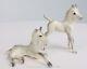 Hagen Renaker Horse Figurines Pair White Arabian Laying + Standing Foals Matte