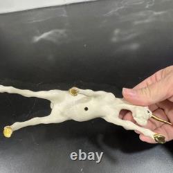 Hagen-Renaker Unicorn Figurine Collectors 6.75 White Floral Gold Bow Vintage