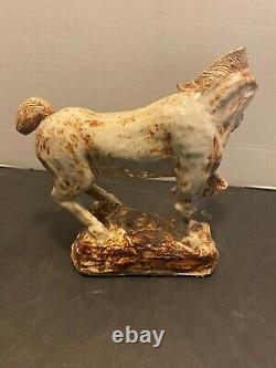 Handmade Glazed Ceramic Horse Equestrian Statue 8 x 10