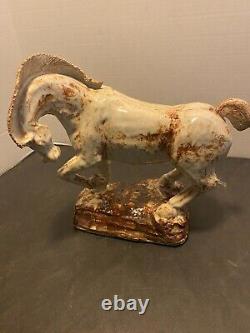 Handmade Glazed Ceramic Horse Equestrian Statue 8 x 10