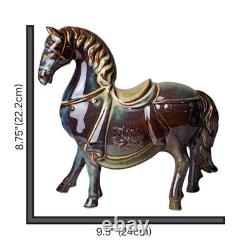 Handmade Pottery Horse Figurine Reactive Drip Glaze Ceramic Tang Style Sculpture