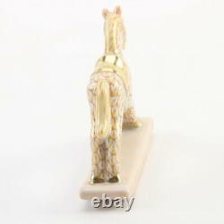 Herend Butterscotch Fishnet with Gold Rocking Horse Porcelain Figurine