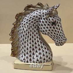 Herend Figurine Horse Bust Chocolate Brown Fishnet