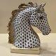 Herend Figurine Horse Bust Chocolate Brown Fishnet