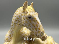 Herend Horse Figurine Mare & Foal Butterscotch Yellow Fishnet
