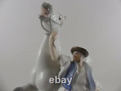 Herend Hungarian Porcelain Dappled Grey Horse Figurine Horseherd W Trainer