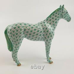 Herend Hungary Porcelain Figure Of A Horse 15238 Green Fishnet 5 Long