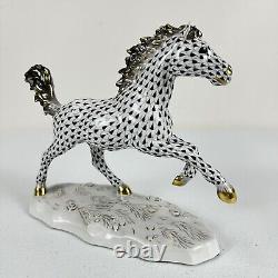 Herend Kingdom Classic Galloping Running Horse Black Fishnet With24k Gold