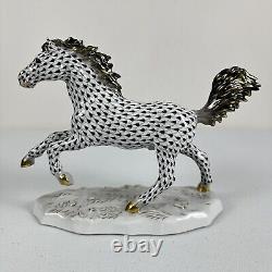 Herend Kingdom Classic Galloping Running Horse Black Fishnet With24k Gold