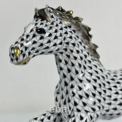 Herend Kingdom Classic Galloping Running Horse Black Fishnet With24k Gold