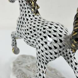 Herend Kingdom Classic Galloping Running Horse Black Fishnet With24k Gold