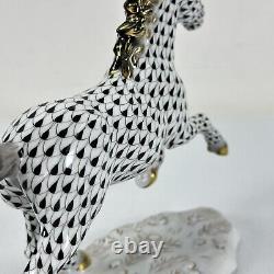 Herend Kingdom Classic Galloping Running Horse Black Fishnet With24k Gold