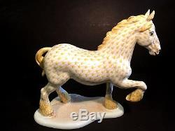 Herend, Large 9 Clydesdale Horse Porcelain Figurine, Butterscotch, Mint, $1840