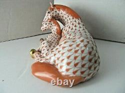 Herend Mare And Foal Horse Red Rust Fishnet Figurine